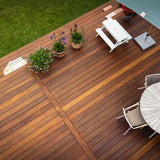 112 m2 terrasse med plantekasser, spanske trapper og lysspots i Vedbæk