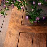 112 m2 terrasse med plantekasser, spanske trapper og lysspots i Vedbæk