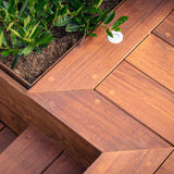 112 m2 terrasse med plantekasser, spanske trapper og lysspots i Vedbæk