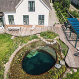 114 m² organisk ipé-terrasse ved svømmesø i Bregnerød