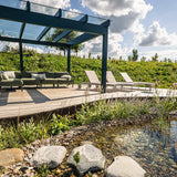 114 m² organisk ipé-terrasse ved svømmesø i Bregnerød